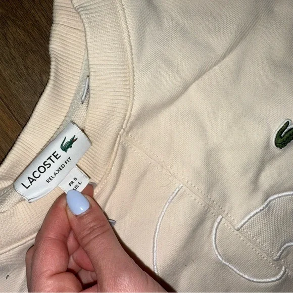 Lacoste Men's Light Cream Crewneck Sweater - Picture 4 of 5